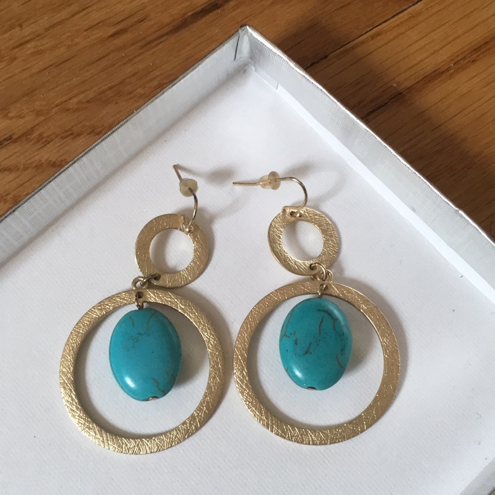 Faux turquoise and gold earrings